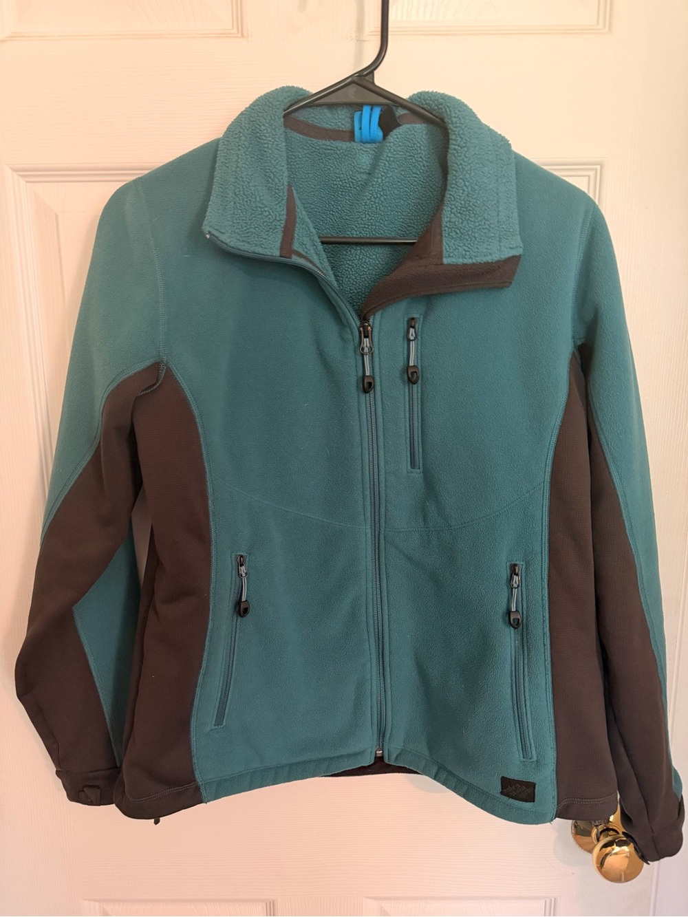 Teal and Charcoal Women's Ski Fleece Jacket - Lightweight Warmth